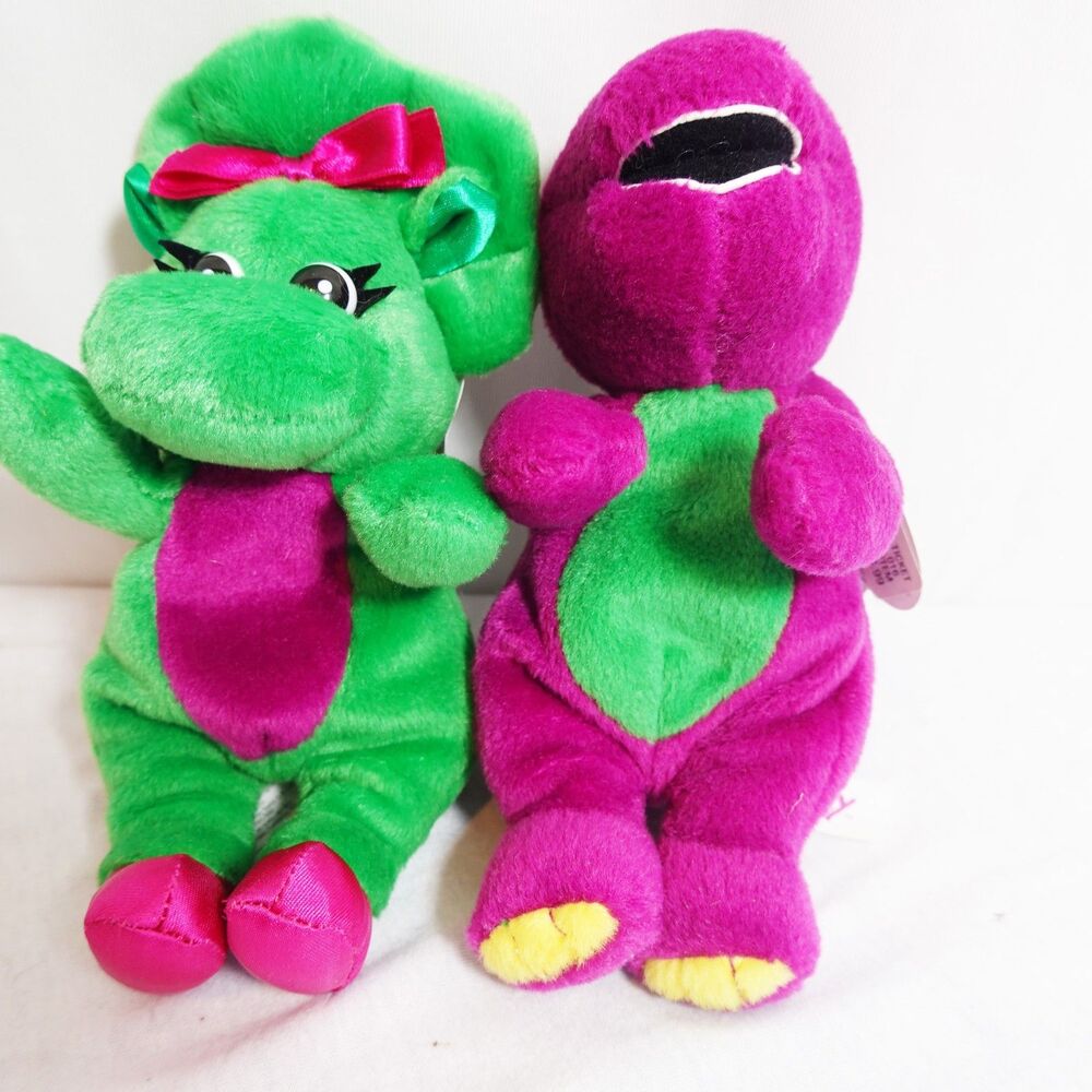 Lyons BARNEY and BABY BOP Plush Set Stuffed Animal 8" Gund Barney Dolls